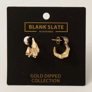 GOLD DIPPED MINI HAMMERED HOOP EARRINGS